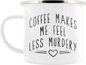 Grindstore Mok/beker Coffee Makes Me Feel Less Murdery Enamel Wit
