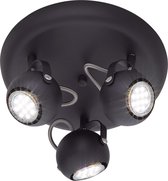 LED Plafondspot - Trion Bosty - GU10 Fitting - 3-lichts - Rond - Mat Zwart - Aluminium - BSE