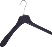 De Kledinghanger Gigant - 5 x Mantel / kostuumhanger kunststof velours zwart met schouderverbreding, 40 cm