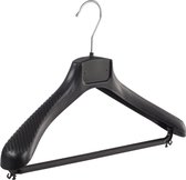 De Kledinghanger Gigant - 5 x Mantel / kostuumhanger kunststof zwart met schouderverbreding en broeklat, 39 cm