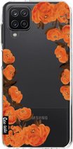 Casetastic Samsung Galaxy A12 (2021) Hoesje - Softcover Hoesje met Design - Orange Autumn Flowers Print
