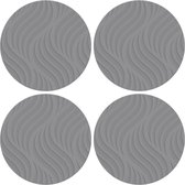 4x stuks ronde placemats grijs met wave patroon 37 cm - Placemats/onderleggers - Tafeldecoratie