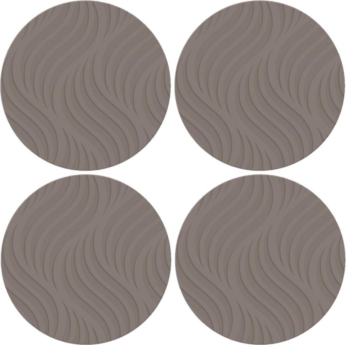 8x stuks ronde placemats taupe met wave patroon 37 cm - Placemats/onderleggers - Tafeldecoratie