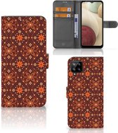 Telefoonhoesje Samsung Galaxy A12 Wallet Book Case Batik Brown