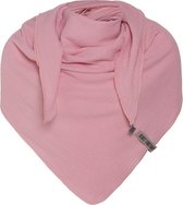 Knit Factory Liv Gebreide Omslagdoek - Driehoek Sjaal Dames - Roze - 190x85 cm - 100% Biologisch katoen