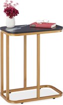 Relaxdays Bijzettafel u vorm - koffietafel - salontafel - tafeltje marmer - modern design - zwart