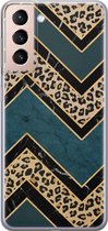 Samsung Galaxy S21 hoesje siliconen - Luipaard zigzag - Soft Case Telefoonhoesje - Luipaardprint - Multi