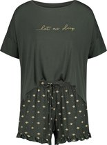 Hunkemöller Dames Nachtmode Korte pyjama set  - Groen - maat XS