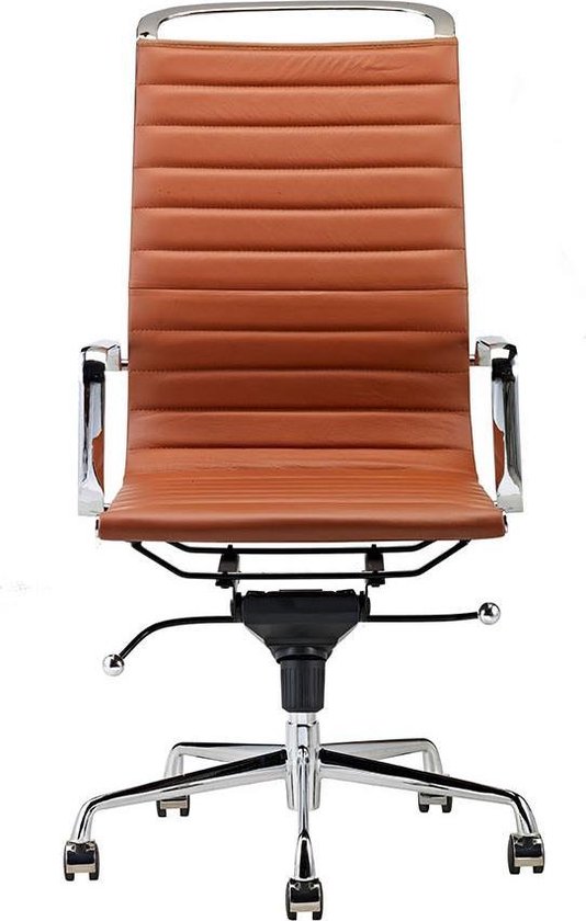 Onverbiddelijk Verslaving spier Feel Furniture - Luxe design bureaustoel van 100% rundleer - Hoge  rugleuning - Lichtbruin | bol.com
