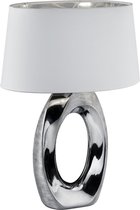 LED Tafellamp - Tafelverlichting - Trinon Tibos - E27 Fitting - Rond - Mat Zilver - Keramiek