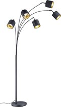 LED Vloerlamp - Trinon Torry - E14 Fitting - Rond - Mat Zwart - Aluminium