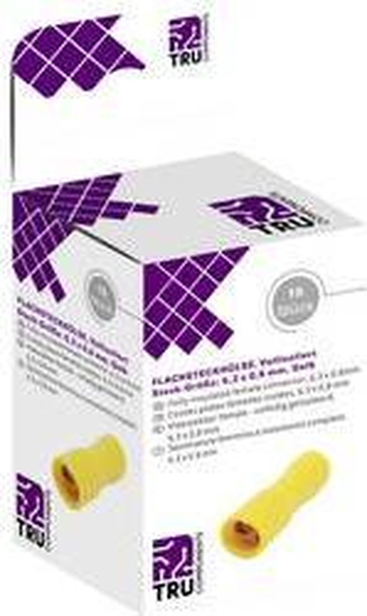 TRU COMPONENTS T1904C119 Assortiment hulzen voor platte stekkers Insteekbreedte: 6.30 mm Insteekdikte: 0.80 mm 180 ° Vo