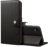 Voor iPhone X / XS Denior V2 luxe auto koeienhuid horizontale flip lederen tas met portemonnee (zwart)