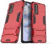 Voor Huawei Honor 30 Pro PC + TPU Anti-val beschermhoes met onzichtbare houder (rood)