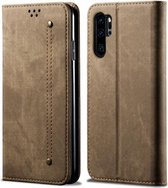 Voor Huawei P30 Pro denim textuur casual stijl horizontale flip lederen tas met houder & kaartsleuven & portemonnee (kaki)