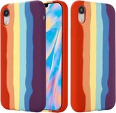 Regenboog vloeibare siliconen schokbestendige volledige dekking beschermhoes voor iPhone XS Max