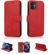 Schokbestendig PU + TPU lederen hoesje met kaartsleuven & houder & fotolijst & portemonnee voor iPhone 12 mini (rood)