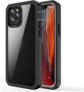 Waterdichte stofdichte schokbestendige transparante acryl beschermhoes voor iPhone 12 Pro Max (zwart)