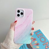 Gradient Marble Pattern TPU beschermhoes voor iPhone 11 Pro Max (roze groen)