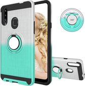 Voor Galaxy A20s 2 in 1 pc + TPU beschermhoes met 360 graden roterende ringhouder (mintgroen)