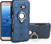 Voor Galaxy A5 (2017) 2 in 1 kubus pc + TPU beschermhoes met 360 graden draaien zilveren ringhouder (marineblauw)