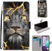 Voor LG K31 Gekleurde Tekening Cross Textuur Horizontale Flip PU Lederen Case met Houder & Kaartsleuven & Portemonnee & Lanyard (Fission Lion)