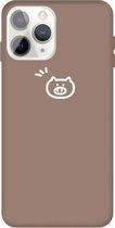 Voor iPhone 11 Pro Max Small Pig Pattern Colorful Frosted TPU telefoon beschermhoes (kaki)