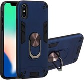 Voor iPhone XS / X 2 in 1 Armor Series PC + TPU beschermhoes met ringhouder (koningsblauw)