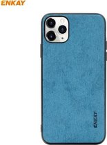 Voor iPhone 11 Pro Max ENKAY ENK-PC030 Business Series Fabric Texture PU Leather + TPU Soft Slim Case Cover (blauw)