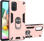 Voor Samsung Galaxy A71 2 in 1 Armor Series PC + TPU beschermhoes met ringhouder (roségoud)