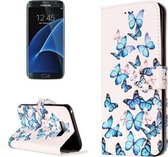 Voor Galaxy S8 + / G955 Little Blue Butterfly Pattern Horizontal Flip Leather beschermhoes met houder & kaartsleuven & portemonnee