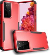 Voor Samsung Galaxy S21 Ultra 5G TPU + pc schokbestendig beschermhoes (rood + zwart)