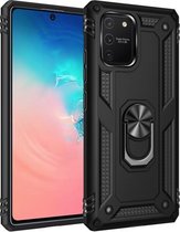 Voor Samsung Galaxy A71 5G schokbestendige TPU + pc-beschermhoes met 360 graden roterende houder (zwart)