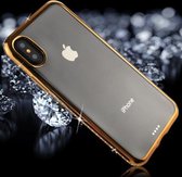 Voor iPhone X / XS Diamond Galvaniserende Rand TPU Transparante Beschermende Achterklep (Goud)