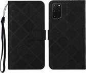 Voor Samsung Galaxy S20 + etnische stijl reliëf patroon horizontale flip lederen tas met houder & kaartsleuven & portemonnee & lanyard (zwart)