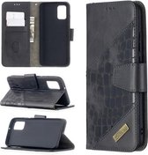 Voor Samsung Galaxy A02s (EU-versie) Bijpassende kleur Krokodiltextuur Horizontale flip PU-lederen tas met portemonnee & houder & kaartsleuven (zwart)