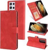 Voor Samsung Galaxy S21 Ultra 5G Fantasie Klassiek Huidgevoel Kalfsleer Textuur Magnetische gesp Horizontale Flip PU lederen tas met houder & kaartsleuf & portemonnee (rood)