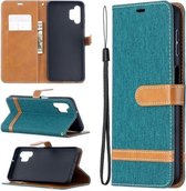 Voor Samsung Galaxy A32 5G Kleuraanpassing Denim Textuur Horizontale Flip Leren Case met Houder & Kaartsleuven & Portemonnee & Lanyard (Groen)