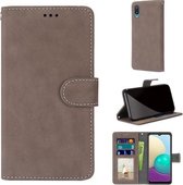 Voor Samsung Galaxy A02 / M02 Retro Frosted Horizontale Flip PU lederen tas met houder & kaartsleuven & portemonnee & fotolijst (bruin)