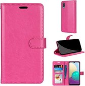 Voor Samsung Galaxy A02 / M02 Pure Color Horizontale Flip PU lederen tas met houder & kaartsleuven & portemonnee & fotolijst (Rose Red)