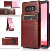 Voor Samsung Galaxy Note 8 effen kleur PC + TPU beschermhoes met houder en kaartsleuven (bruin)