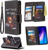 Voor Xiaomi Redmi Note 8 Gekleurd tekenpatroon Rits Horizontale flip lederen tas met houder & kaartsleuven & portemonnee (beer)