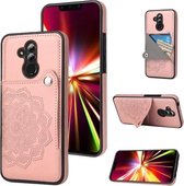 Voor Huawei Mate 20 Lite reliëfpatroon PU + TPU beschermhoes met houder & portemonnee & kaartsleuven (rose goud)