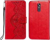Voor LG Stylo 4 Flower Vine Embossing Pattern Horizontale Flip Leather Case met Card Slot & Holder & Wallet & Lanyard (Red)