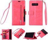 Voor Samsung Galaxy Note8 Multifunctionele Rits Horizontale Flip Leren Case met Houder & Portemonnee & 9 Kaartsleuven & Lanyard (Rose Rood)