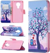 Voor Nokia 5.3 Gekleurde tekening patroon Horizontale flip lederen tas met houder & kaartsleuven & portemonnee (uil)
