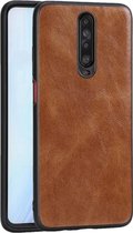 Voor Xiaomi Redmi K30 Crazy Horse Getextureerd Kalfsleer PU + PC + TPU Case (Bruin)