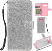 Voor Samsung Galaxy S10 Glitterpoeder Horizontaal Flip Leren Case met Kaartsleuven & Houder & Fotolijst & Portemonnee (Zilver)