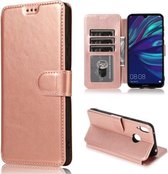 Voor Huawei Y7 2019 Kalf Textuur Magnetische Gesp Horizontale Flip Lederen Case met Houder & Kaartsleuven & Portemonnee & Fotolijst (Rose Goud)