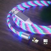 2 in 1 USB naar Type-C / USB-C + Micro USB Magnetische Absorptie Kleurrijke Streamer Oplaadkabel, Lengte: 2m (Kleurlicht)